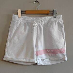 Crooks & Castles White Shorts with Pink Logo Band – Size Small GUC